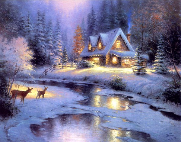 (image for) Thomas Kinkade paintings reproductions of paintings on canvas